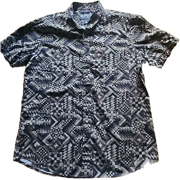 American Rag Other - American Rag Shirt‎ Mens Size L Aztec Button Brown Beige Black All Over Print